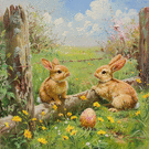Lapins espi&egrave;gles et &oelig;uf cach&eacute; de P&acirc;ques